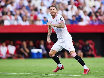 Sergio Ramos, durante el partido contra el Madrid el sábado.