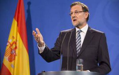 El presidente del gobierno español, Mariano Rajoy, comparece en una rueda de prensa. EFE/Archivo