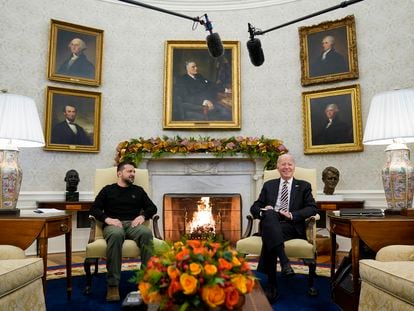 Biden y Zelenski, reunidos este martes en la Casa Blanca, en Washington.