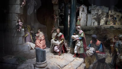 Belén napolitano del Museo de Historia, en diciembre de 2022, en Madrid.