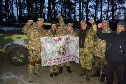 Ukrainian veterans of the war in Afghanistan, last February on the Donbas front.
