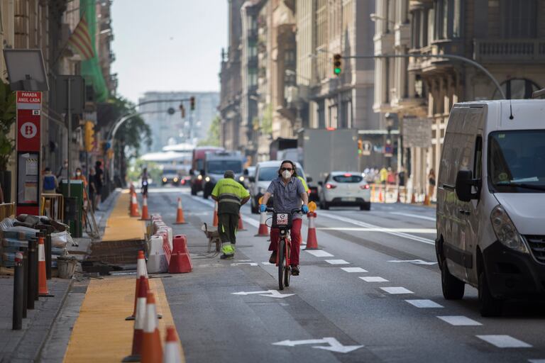 En la imagen, obras en la Via Laietana de Barcelona, este viernes.