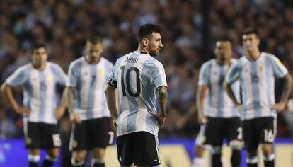 Messi, en el duelo frente a Per&uacute; en La Bombonera. 