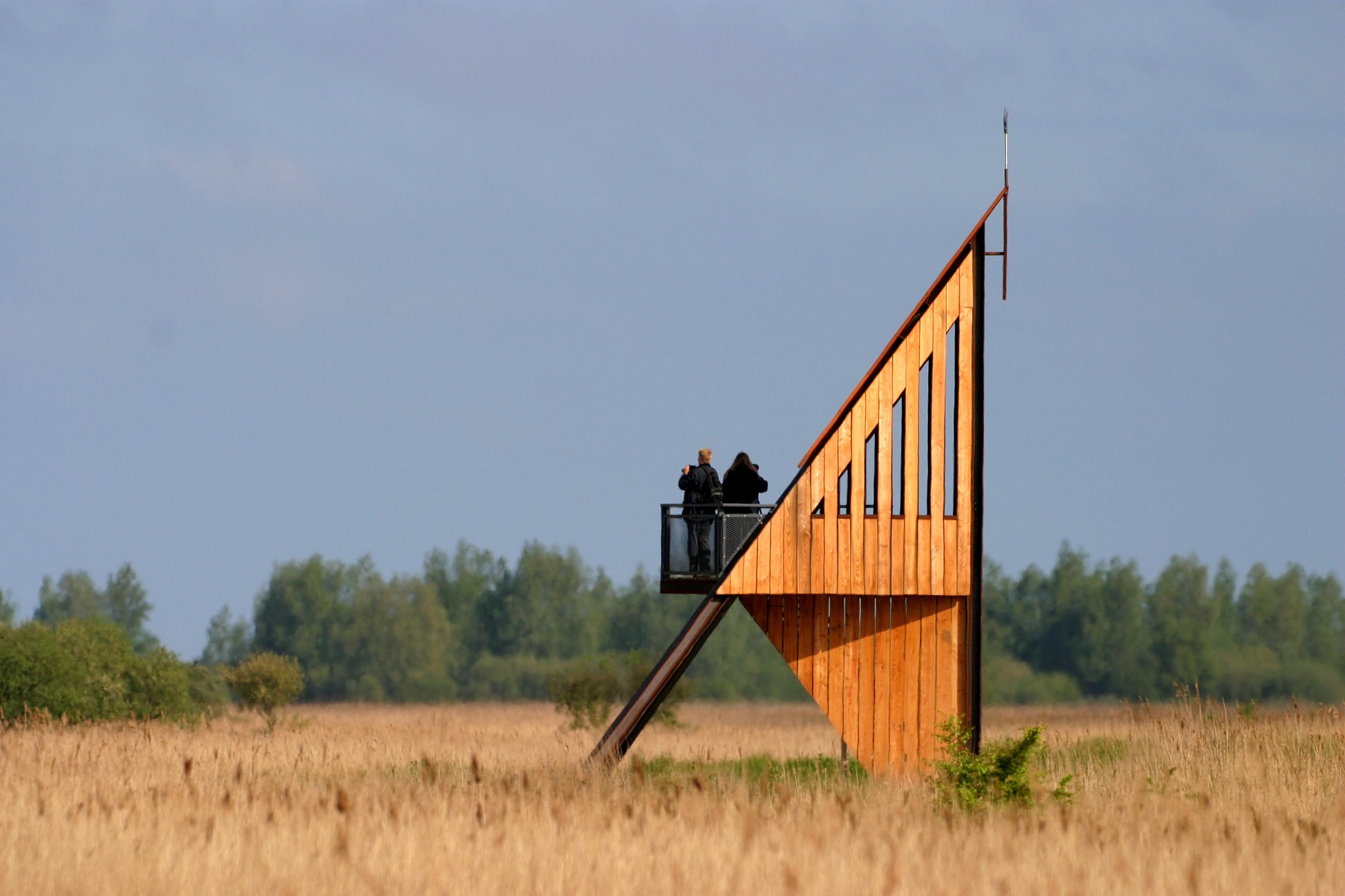 Uno de los puntos de observación de aves en el parque nacional Lauwersmeer (Países Bajos).