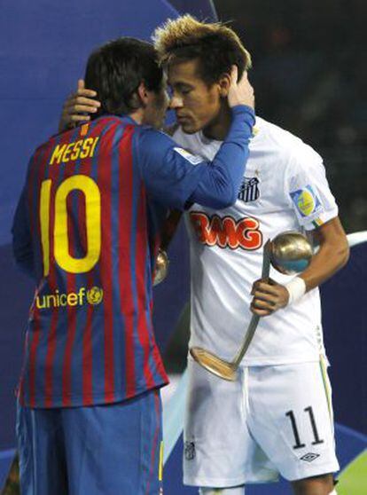Messi y Neymar, en el Mundialito de clubes de 2011.