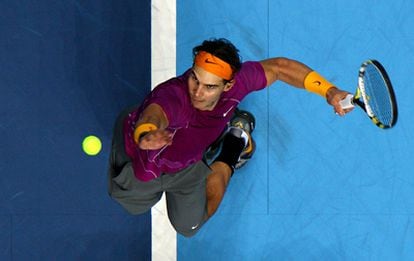 Rafa Nadal, en un momento de su partido contra Djokovic.