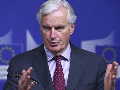 El comisario europeo de Mercado Interior, Michel Barnier, el pasado 31 de enero en una comparecencia ante la prensa en Bruselas.