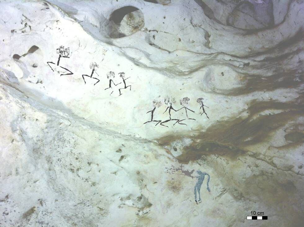 Figuras humanas de entre 13.600 y 20.000 años halladas en las cavidades de Borneo.