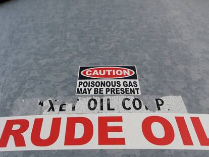 Un tanque de petróleo en Loving County, Texas.