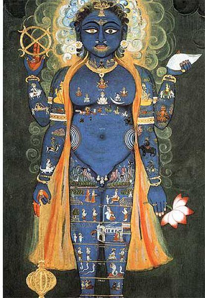 Visnú, segundo dios de la tríada hindú, responsable de conservar lo creado en el universo, y muy popular porque se le atribuyen diez encarnaciones.