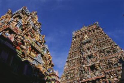 Detall de l'exterior del temple de Kapaleeshwara, a Madràs (Índia).