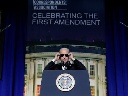 Joe Biden, durante su discurso en la cena de corresponsales.