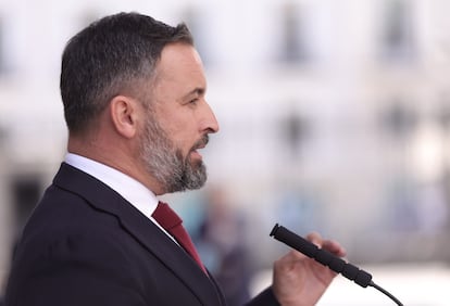 El presidente de Vox, Santiago Abascal, el día 21 en el Congreso