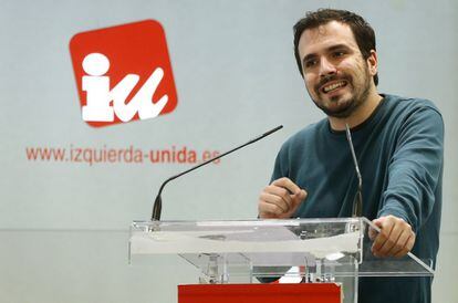 El portavoz parlamentario de IU, Alberto Garz&oacute;n, en el Consejo Pol&iacute;tico de la formaci&oacute;n.