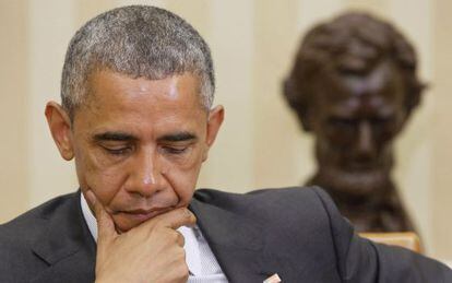 Obama, este jueves en el Despacho Oval.