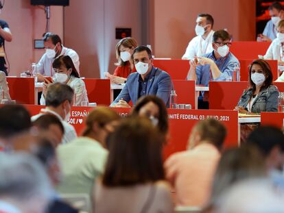 Pedro Sánchez durante la reunión del Comité Federal del PSOE, celebrado el 3 de julio en Madrid.