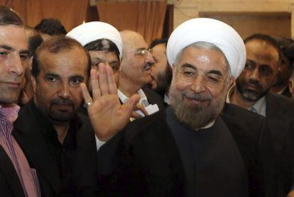 El candidato presidencial Hasan Rohani en Teherán.