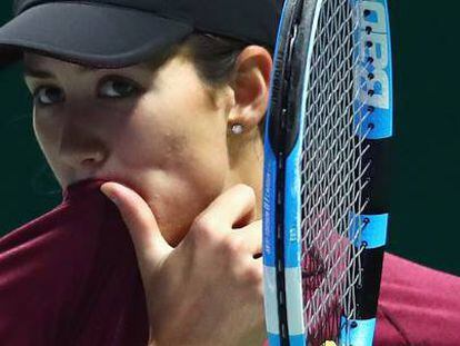 Muguruza, durante una sesi&oacute;n de entrenamiento en Singapur.