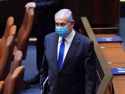 El primer ministro israelí, Benjamín Netanyahu, este domingo en la Kneset.