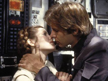 Carrie Fisher y Harrison Ford, en un fotograma de 'El imperio contraataca'.