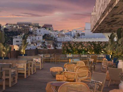 Recreación de la terraza del futuro hotel Room Mate Angel en Ibiza