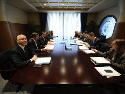 Los responsables de las haciendas forales y del Gobierno, en la &uacute;ltima reuni&oacute;n del &Oacute;rgano de Coordinaci&oacute;n Tributaria.