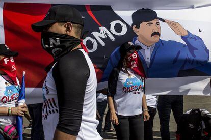 Partidarios de Daniel Ortega, durante la celebración del 39 aniversario del triunfo de la revolución sandinista.