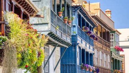 Balcones en la localidad de Santa Cruz de La Palma.
