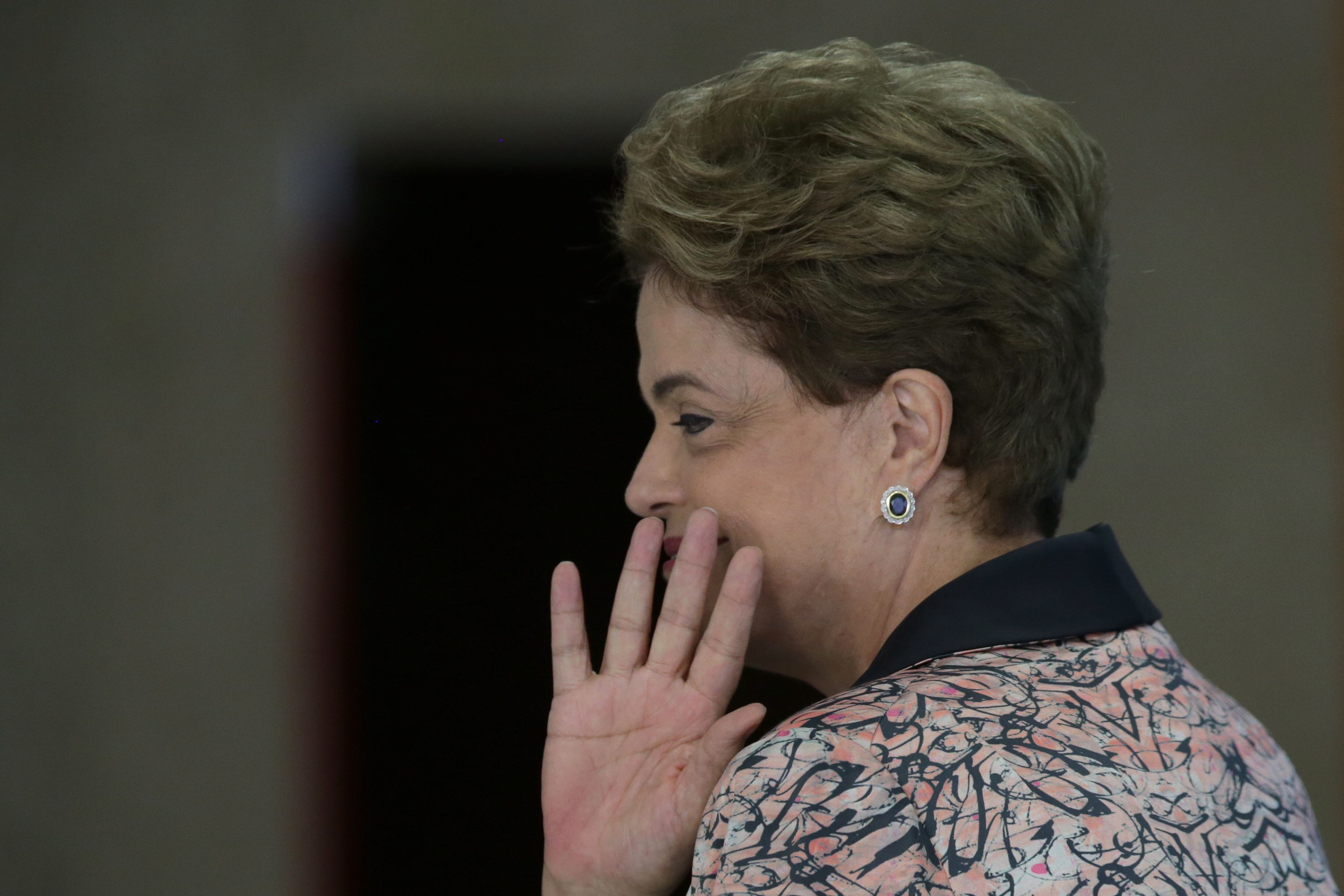Dilma Rousseff, al término de una conferencia de prensa con medios internacionales, en abril de 2016.