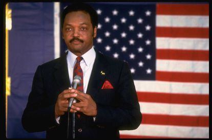 Jackson, durante un acto en la campaña electoral de 1988