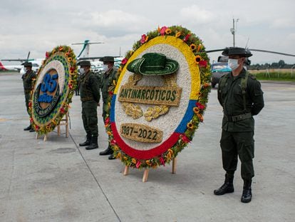 La ceremonia del 35 aniversario de la Policía Antinarcóticos, en marzo de este año, en Bogotá.