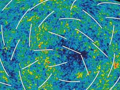 Representación de la radiación de fondo del universo medida por la sonda <i>WMAP</i>.