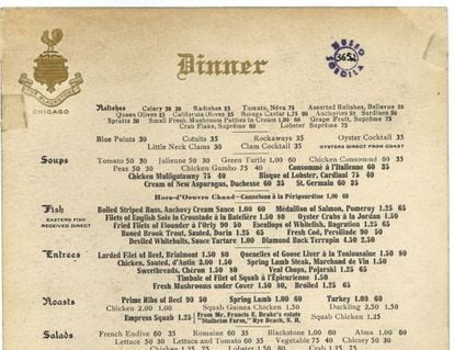 Las fechas de los dibujos son totalmente identificables ya que vienen impresas en los menús, en este caso 27 de marzo de 1911. La estancia de Sorolla en Chicago se debía a la preparación de una exposición del pintor en el Art Institute.