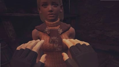 Our hands, just before disappearing if we bring them closer to Ashley in 'Resident Evil 4 VR'.