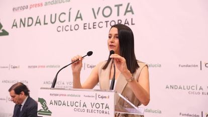 La presidenta de Ciudadanos, Inés Arrimadas, este lunes, en Sevilla.