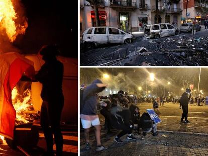 Imágenes de los disturbios de los últimos días en Barcelona. En vídeo, segunda noche sin incidentes graves en las calles de Barcelona.