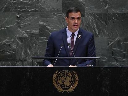 El presidente del Gobierno, Pedro Sánchez, en su discurso ante la ONU.