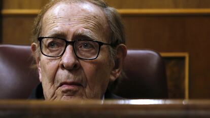 Ramón Tamames, este miércoles, en el Congreso de los Diputados.