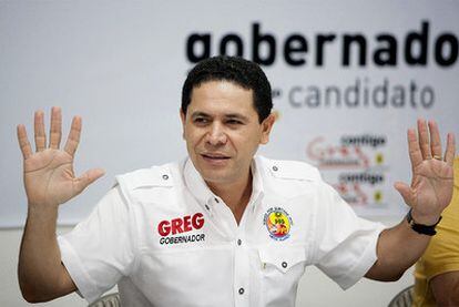 Gregorio Sánchez, candidato a gobernar Quintana Roo, durante un acto electoral el 13 de mayo en Cancún.