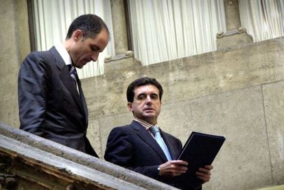 Jaume Matas y Francisco Camps en el Palau de la Generalitat en septiembre de 2003.