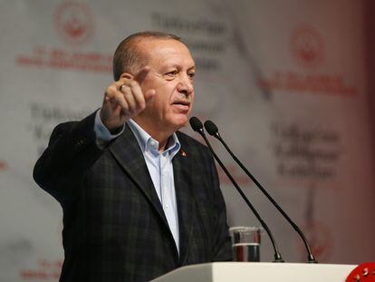El presidente turco, Recep Tayyip Erdogan, durante un discurso el 8 de marzo en Estambul.