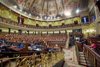 Vista general de una sesión plenaria, en el Congreso de los Diputados, esta mañana.