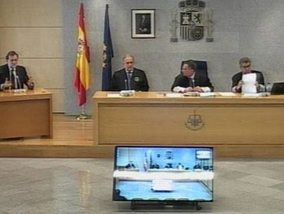 Rajoy, durante su declaración en la Audiencia Nacional.