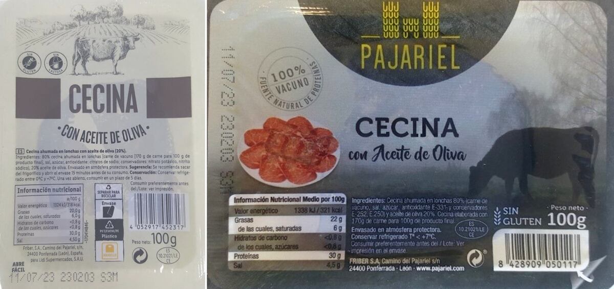 Consumo retiró un lote de cecina en aceite de oliva de las marcas Pajariel y Lidl por listeria |  Compañía