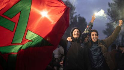 La celebración en Rabat tras la victoria.