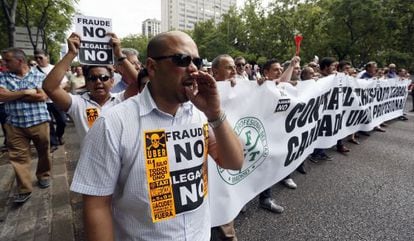 Manifestación de taxistas en Madrid.