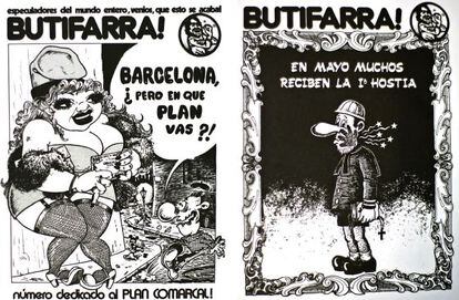 Pepe Robles (izquierda) y Max ilustraron dos de las portadas del a&ntilde;o 1976 de la revista &#039;Butifarra!&#039; 