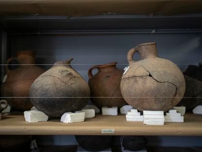 Ceramic objects found during excavations in Usme, now stored at the archaeology laboratory of the National University of Colombia, Bogotá, on August 1, 2023.