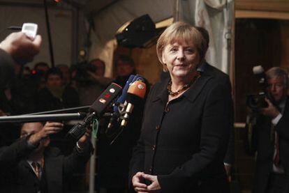 La canciller Angela Merkel, ayer en Bruselas.