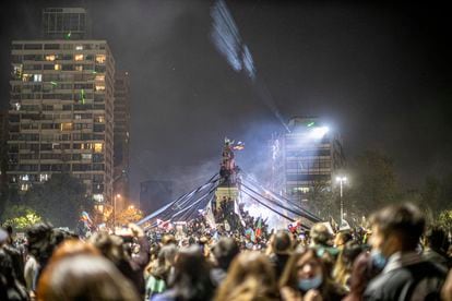 Celebración de la victoria del referéndum en Santiago de Chile